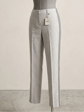 NWT J. JILL Grey Heather Side Stripe Tuxedo Dress Pant 210701 Size 8